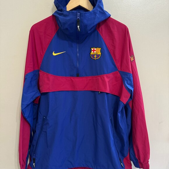 Nike FC Barcelona 2019/20 Packable Pullover Windbreaker Jacket Mens M CW2934-455 - Picture 1 of 11